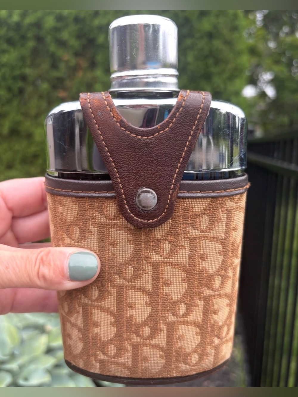 RARE vintage Christian Dior monogram hip flask from the late 20th century